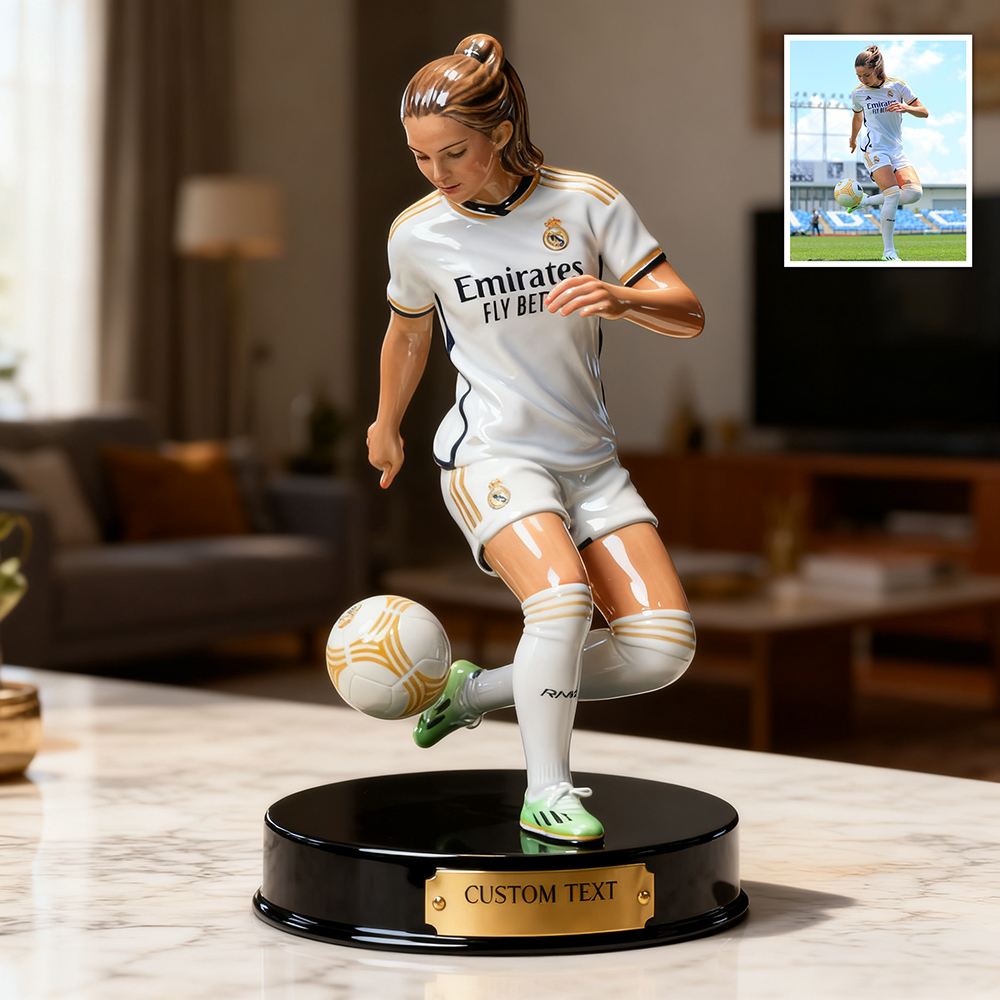 Personalized ceramic realistic style soccer photo ornament