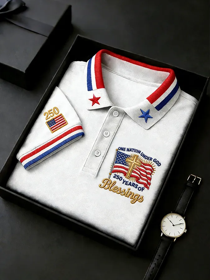 Men's 250th Anniversary National Flag Print Casual Short Sleeve T-Shirt for Summer