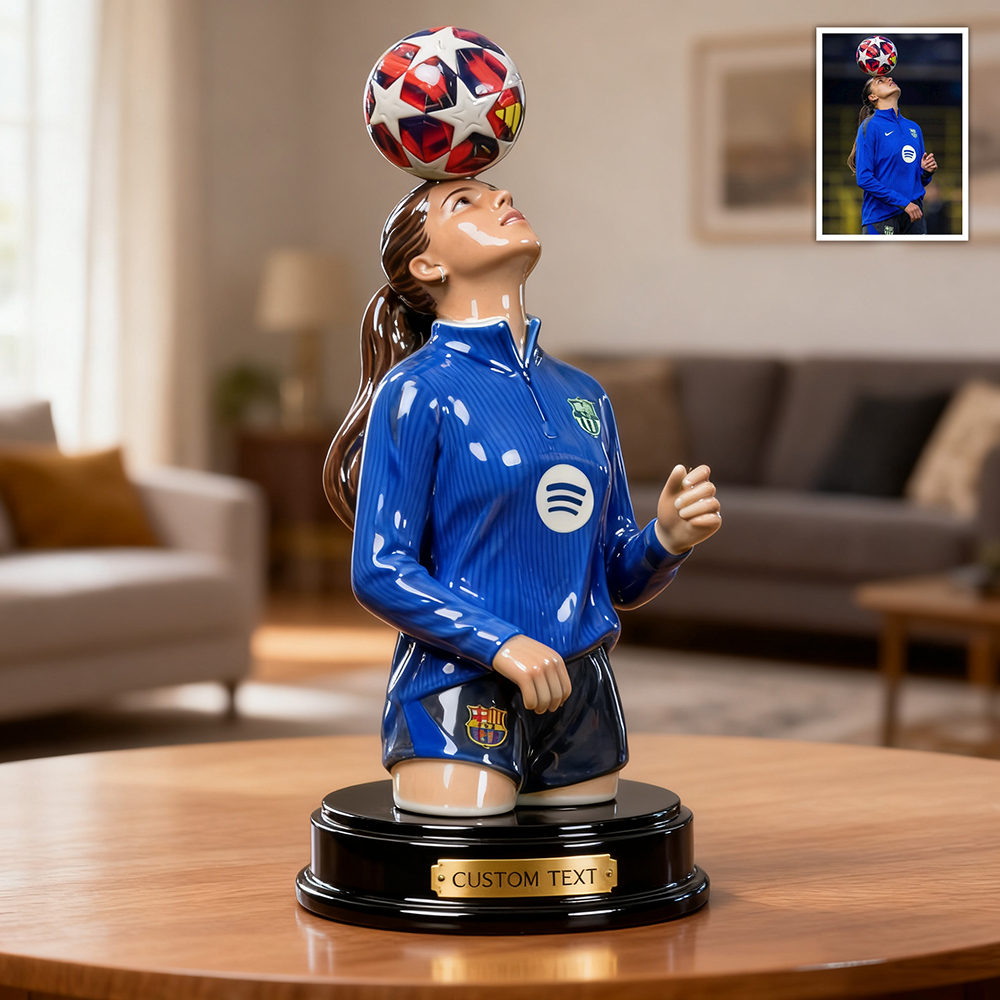 Personalized ceramic realistic style soccer photo ornament