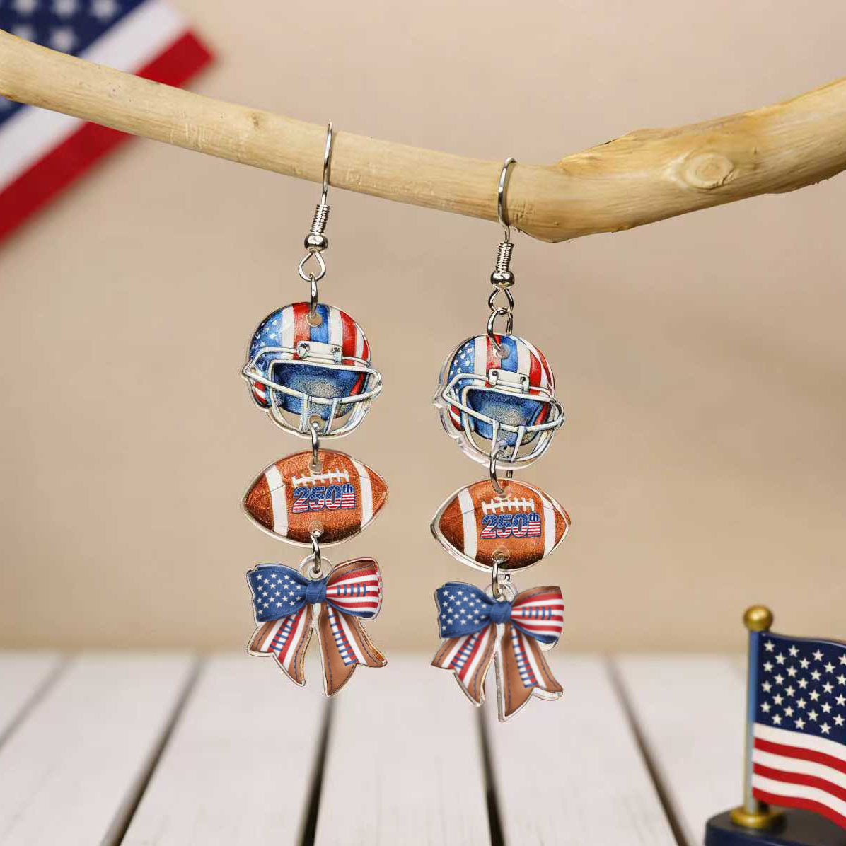 USA 250th Anniversary Patriotic Acrylic Earrings Set
