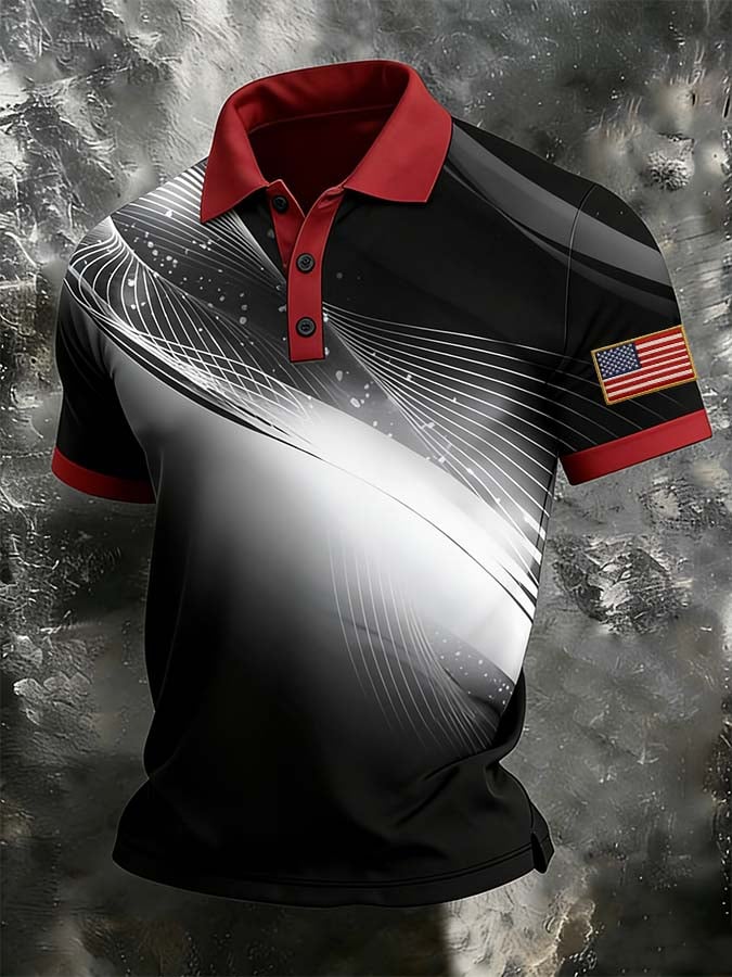 Men's 250th Anniversary Print Short-Sleeve Business Polo Shirt