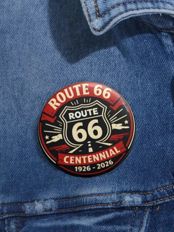 Unisex Retro Route 66 Centennial Pin-Back Button