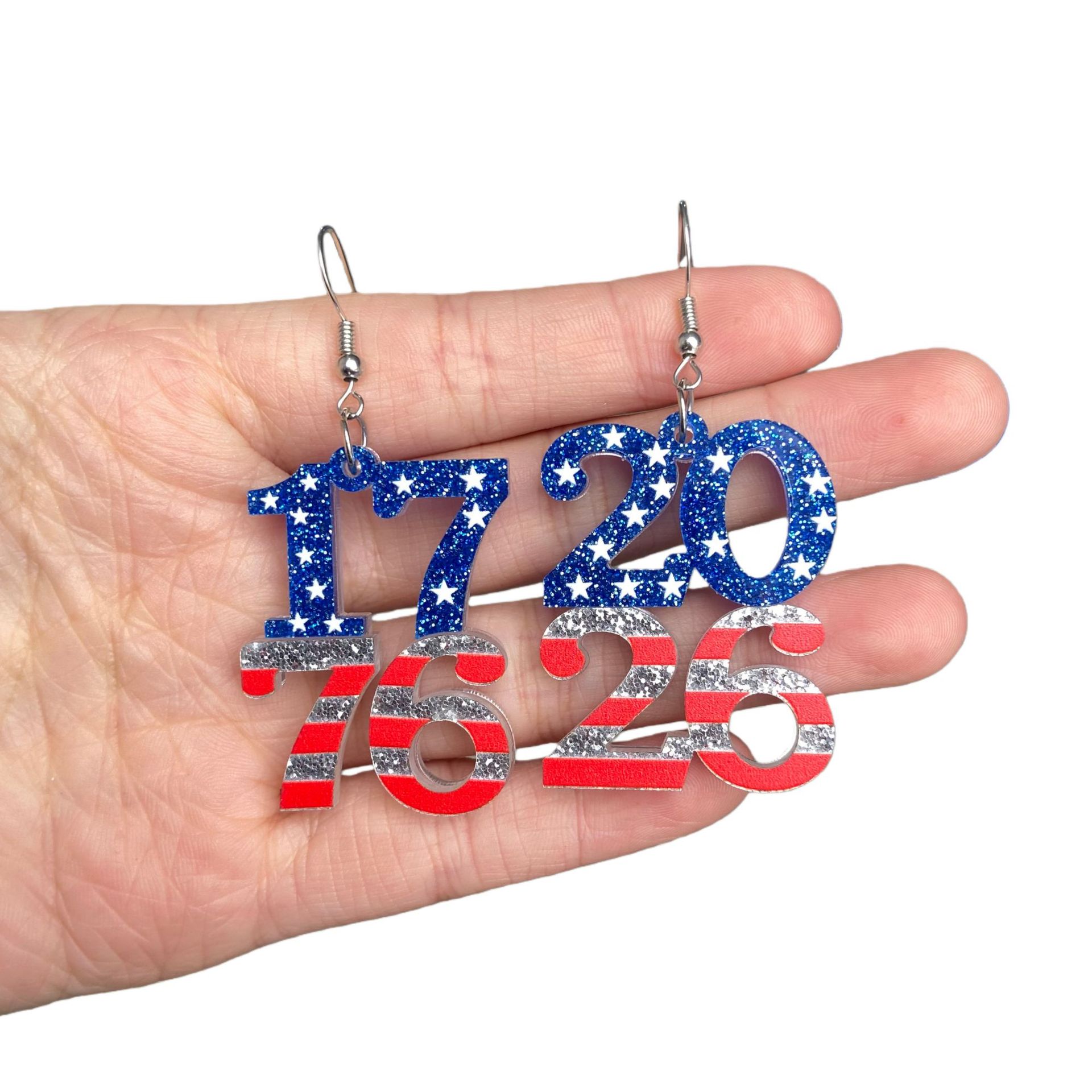 250th Independence Day 1776/2026 Heart Teardrop Dangle Earrings