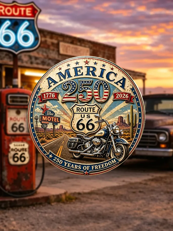 Vintage unisex brooch for Route 66, the Mother's Road