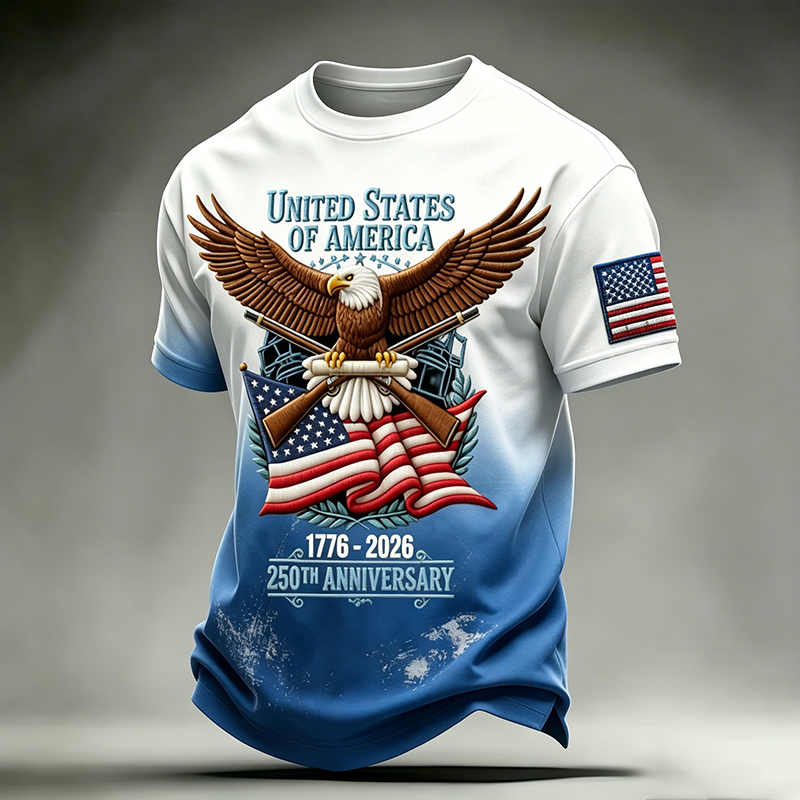 US 250th Anniversary Print Men's Casual T-Shirt