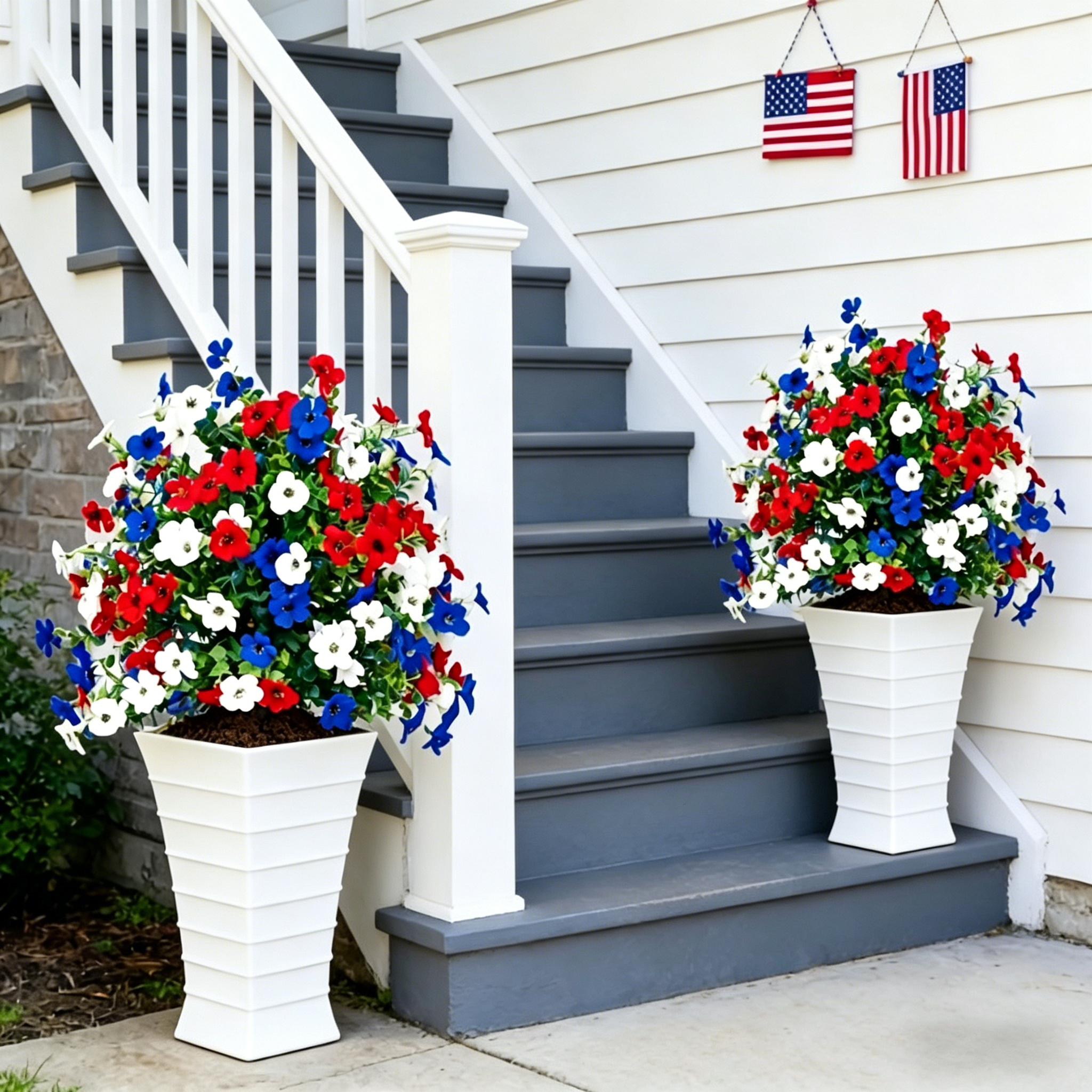 Patriotic Red White Blue Artificial Flowers Stems
