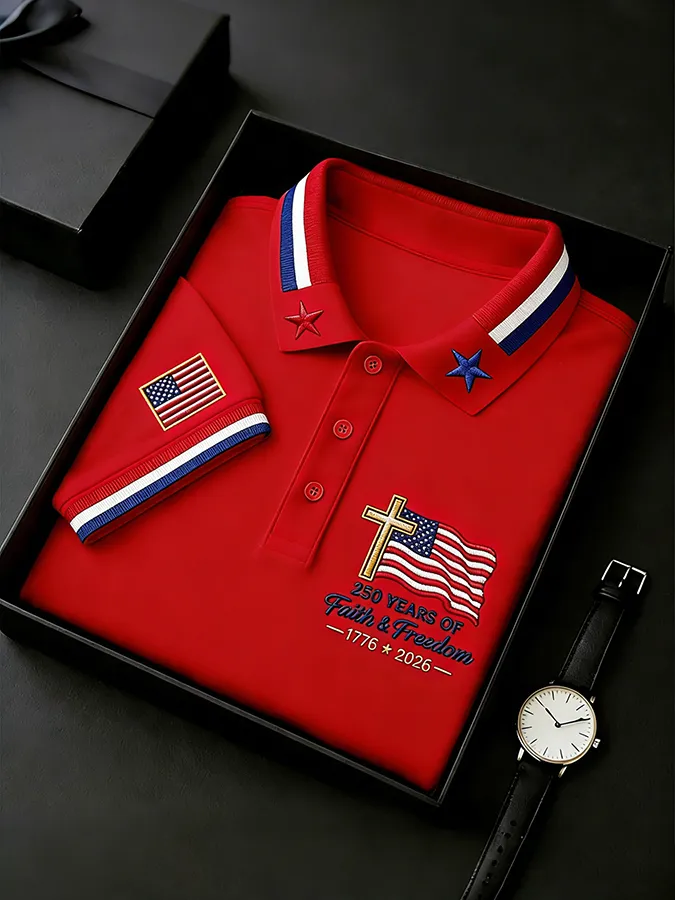 Men's 250th Anniversary National Flag Print Casual Short Sleeve T-Shirt for Summer