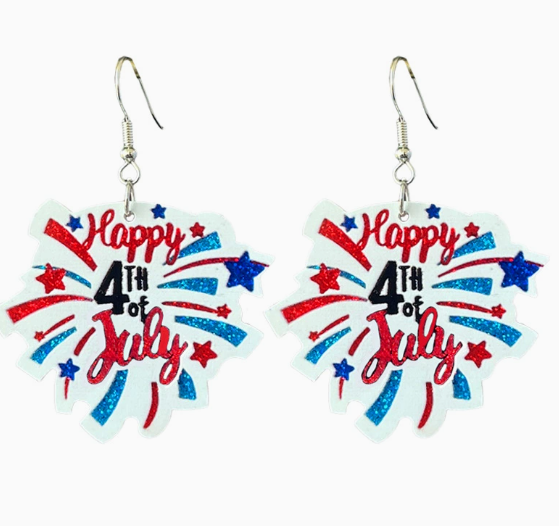 USA 250th Patriotic Glitter Acrylic Earrings