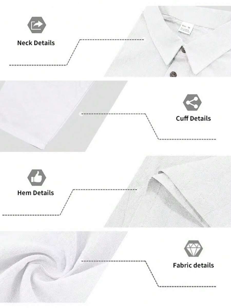 Men's Lightweight Loose Fit Black Linen Long Sleeve Polo Shirt
