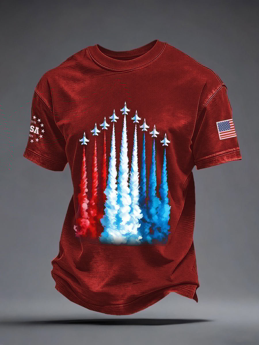 Men's 250 – Red, White & Blue Sky Tribute Print Casual T-Shirt