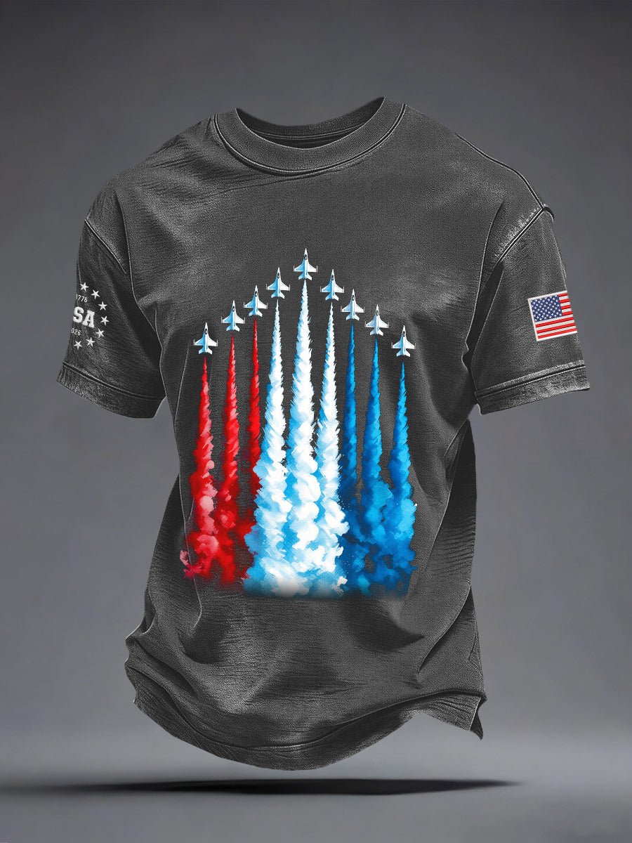 Men's 250 – Red, White & Blue Sky Tribute Print Casual T-Shirt