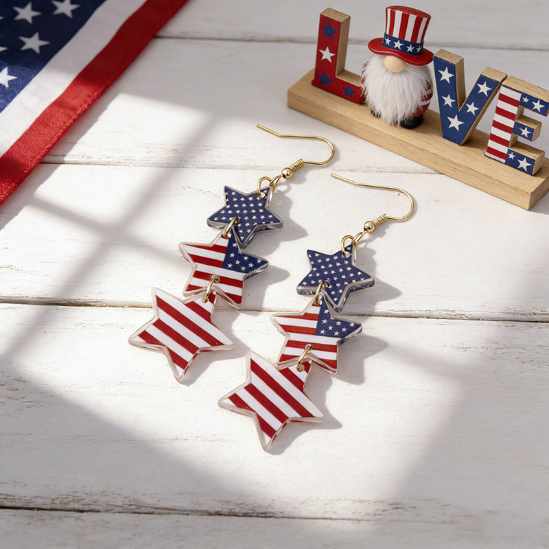 USA 250th Anniversary Patriotic Acrylic Earrings Set
