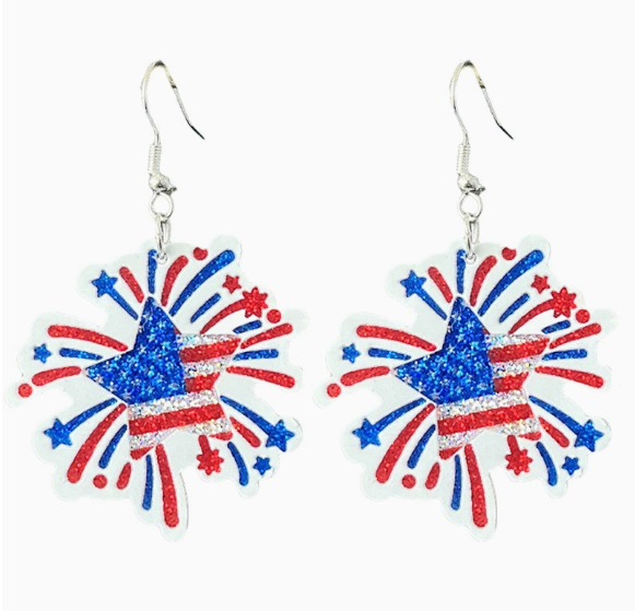 USA 250th Patriotic Glitter Acrylic Earrings