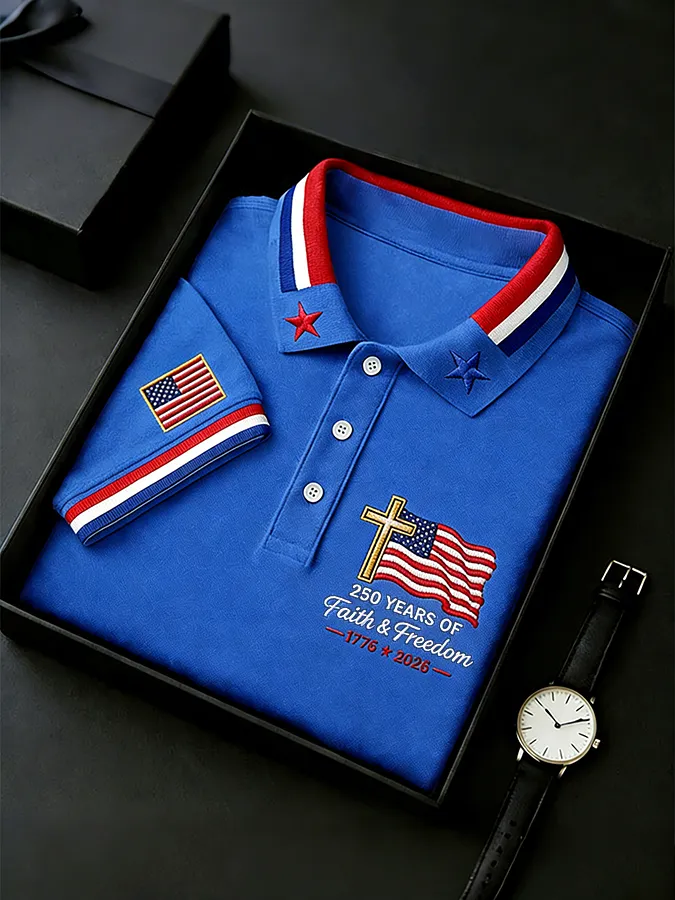 Men's 250th Anniversary National Flag Print Casual Short Sleeve T-Shirt for Summer