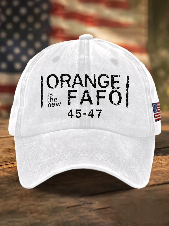 Retro Orange Is The New FAFO 45 47 Print Baseball Cap