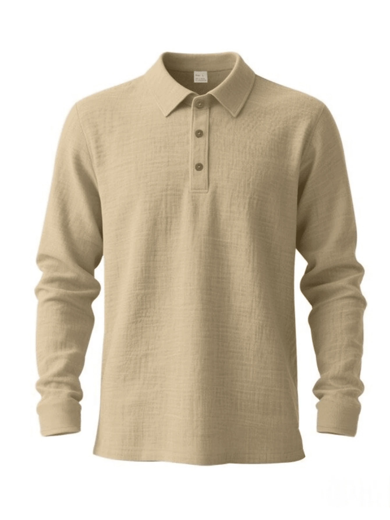Men's Lightweight Loose Fit Black Linen Long Sleeve Polo Shirt