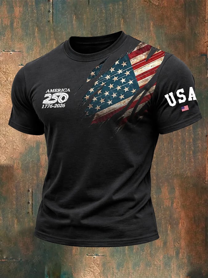 Men's American Flag & Shield Anchor "United We Stand" T-Shirt