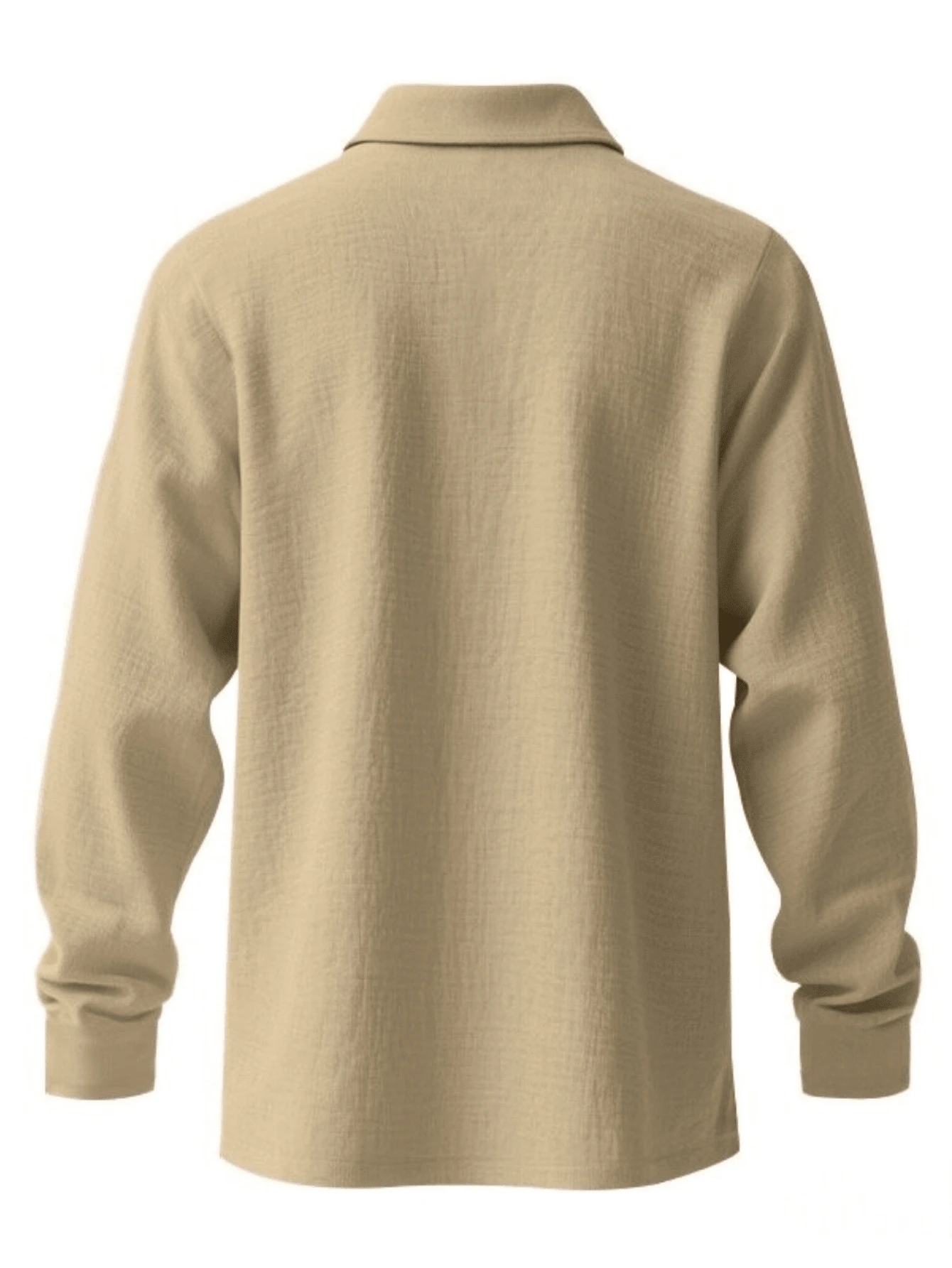 Men's Lightweight Loose Fit Black Linen Long Sleeve Polo Shirt