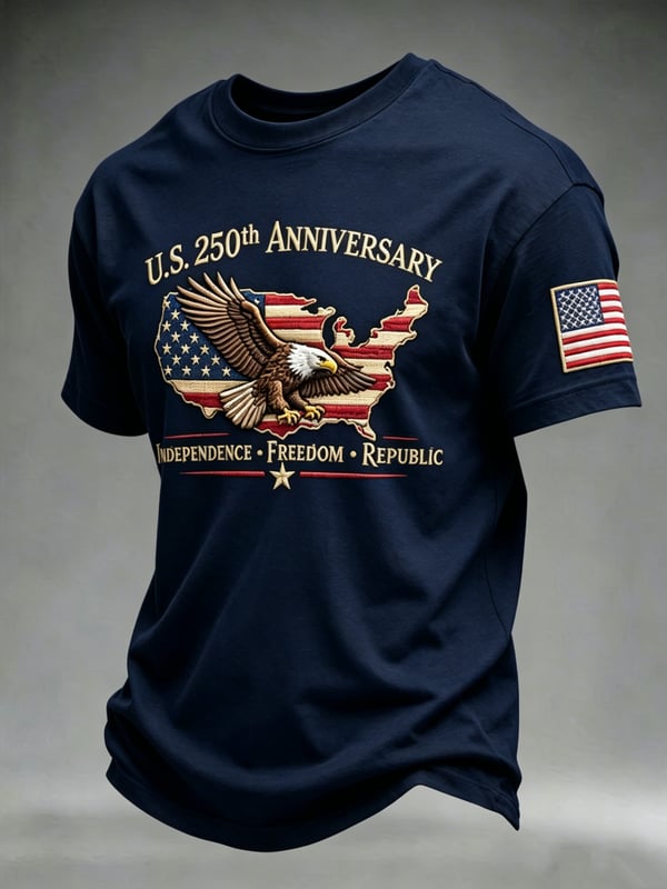 Patriotic Eagle USA Map Independence Freedom Republic Celebration Gift 4th of July T-Shirt