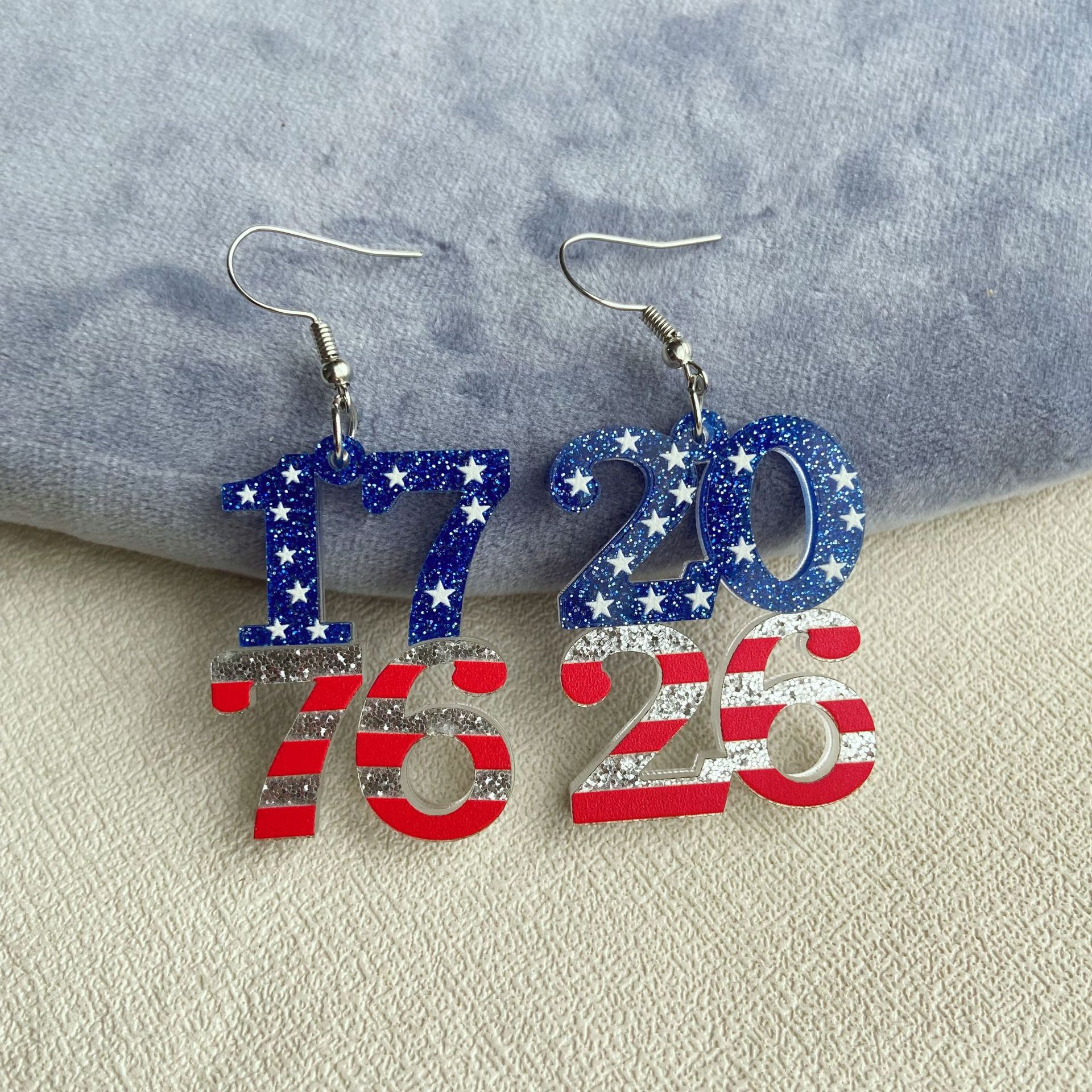250th Independence Day 1776/2026 Heart Teardrop Dangle Earrings