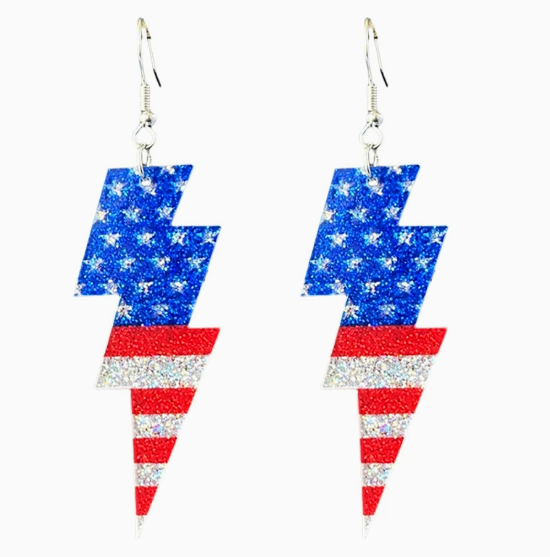 USA 250th Patriotic Glitter Acrylic Earrings
