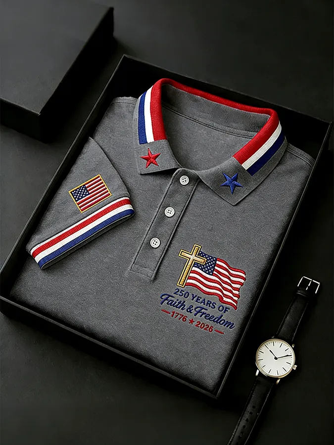 Men's 250th Anniversary National Flag Print Casual Short Sleeve T-Shirt for Summer