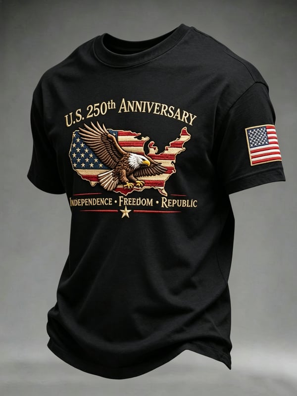 Patriotic Eagle USA Map Independence Freedom Republic Celebration Gift 4th of July T-Shirt