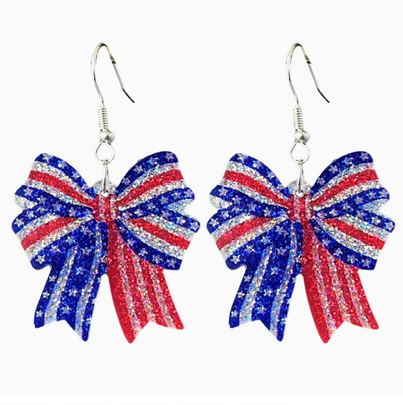USA 250th Patriotic Glitter Acrylic Earrings