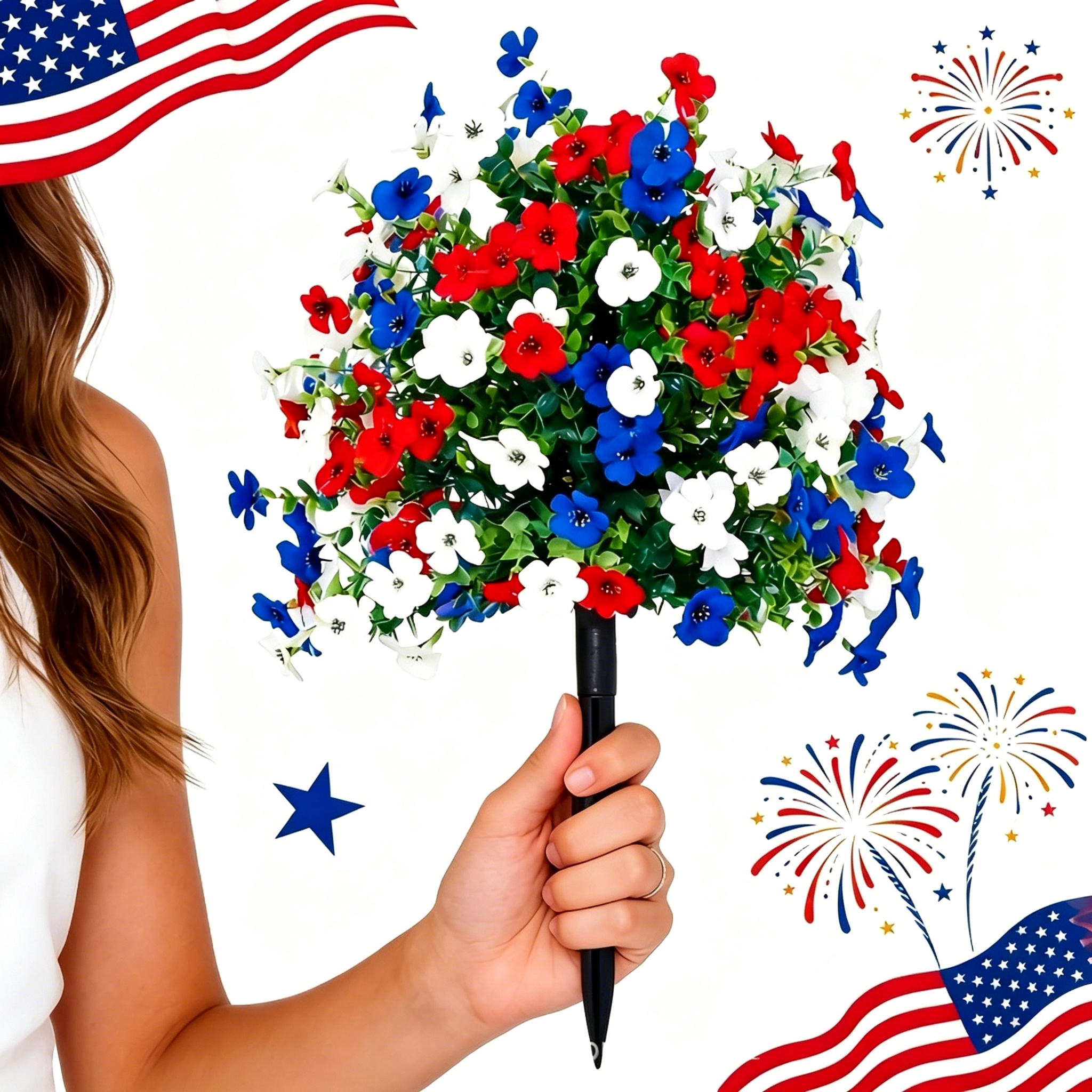 Patriotic Red White Blue Artificial Flowers Stems