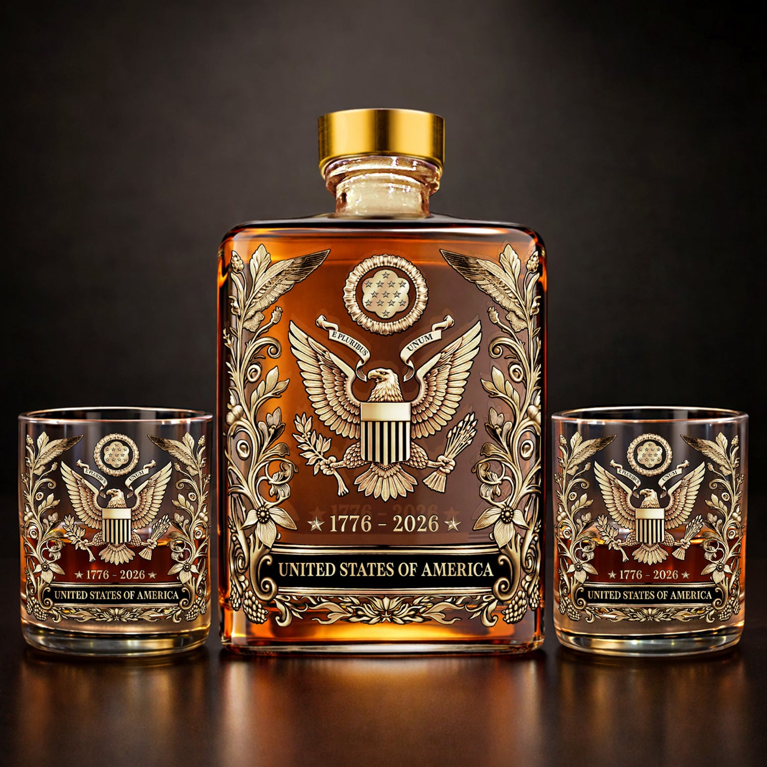 USA 250 Years Anniversary Military Tribute Whisky Decanter | Patriotic 1776–2026 Whiskey Bottle 684210