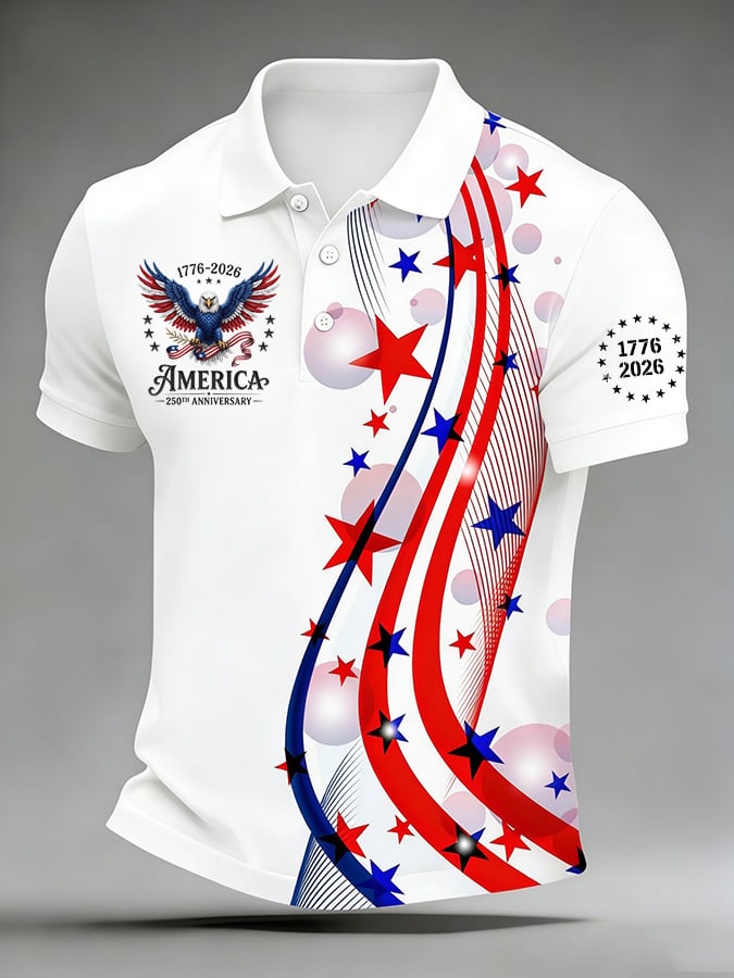 Men's USA 250th Anniversary Print Polo Shirt
