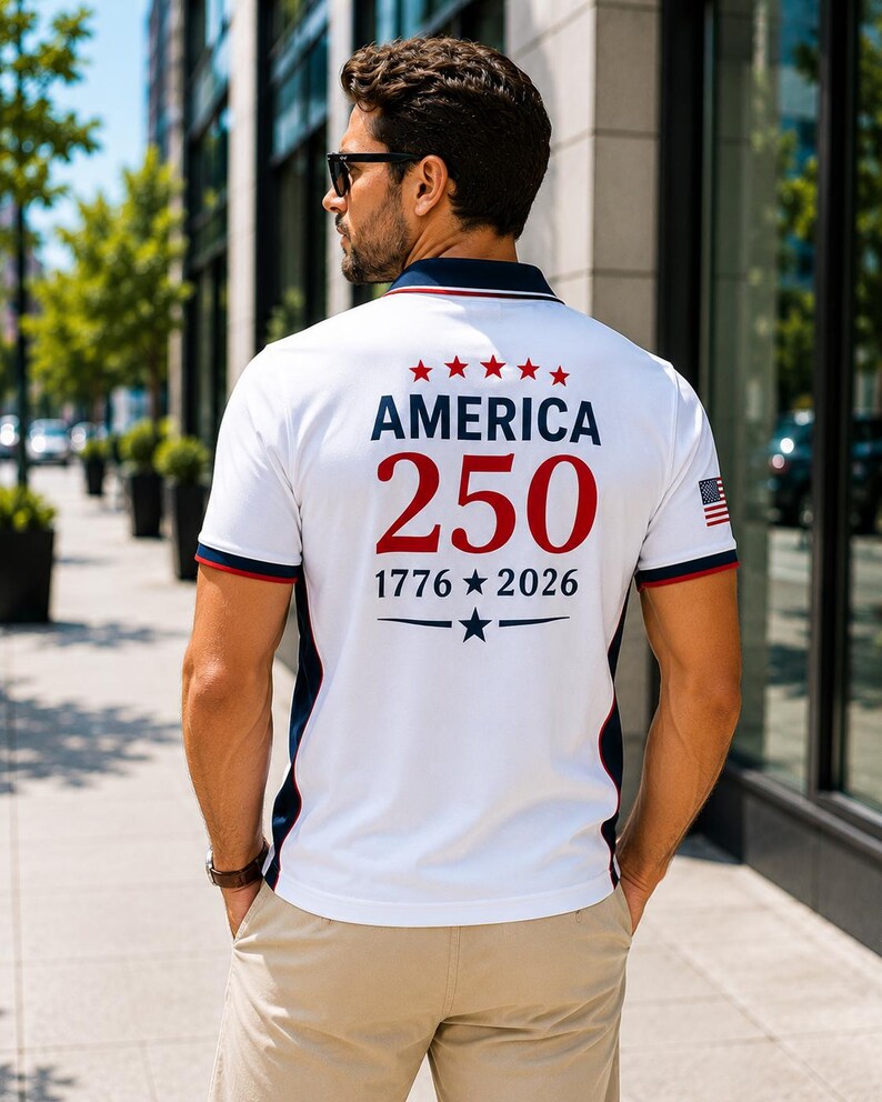 America 250 Years of Freedom Polo Shirt, Patriotic USA Flag Polo, 1776-2026 Anniversary Golf Shirt, Fourth of July Polo