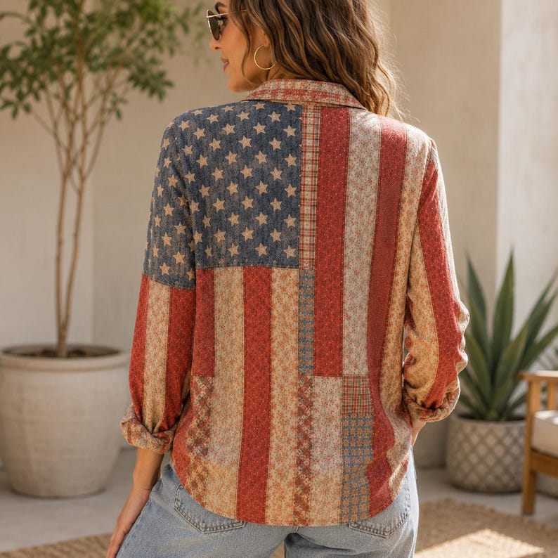 [Copy][Copy][Copy][Copy][Copy]Men's Drip Paint American Flag Artistic Button-Up Shirt | Patriotic Art Hawaii Short Sleeve