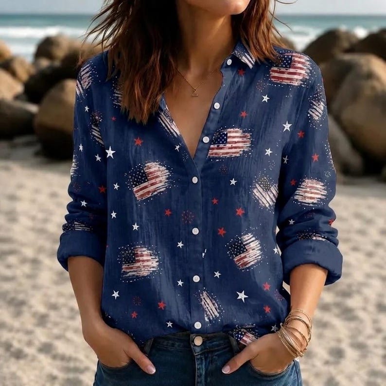 [Copy][Copy][Copy][Copy][Copy][Copy]Men's Drip Paint American Flag Artistic Button-Up Shirt | Patriotic Art Hawaii Short Sleeve