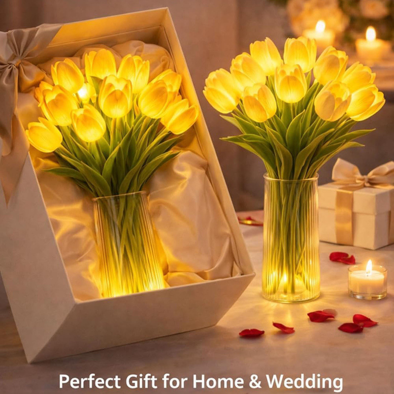 LED Tulip Flower Lamp - Rechargeable Floral Night Light