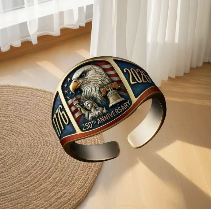 Patriotic American Bald Eagle Statue of Liberty Liberty Bell Ring