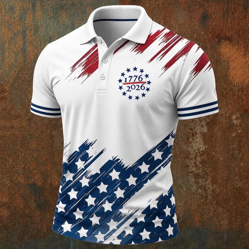 USA 250th Anniversary Polo Shirt, Patriotic 1776–2026 American Flag Polo, 4th of July Shirt, USA Pride Golf Shirt, Veteran Gift for Dad