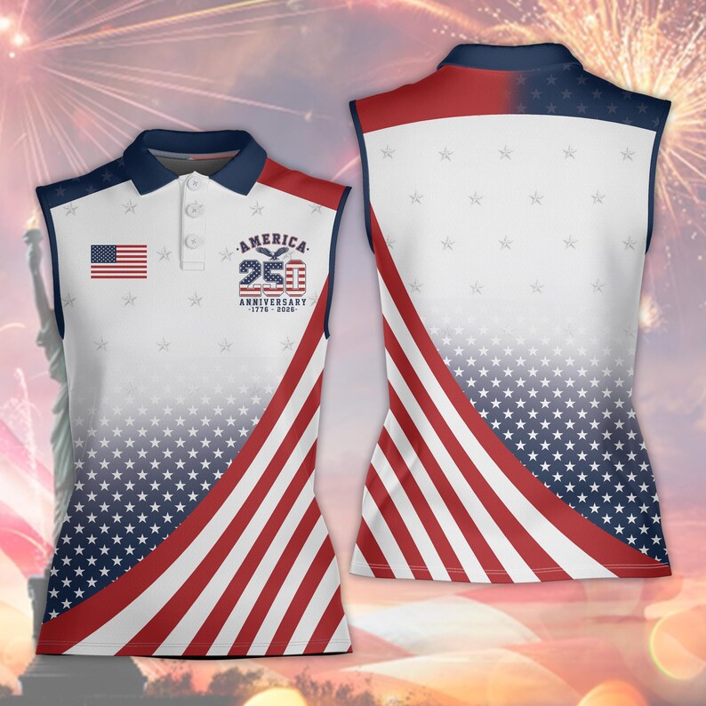 America 250th Anniversary Polo Shirt, 1776-2026 Semiquincentennial Patriotic Golf Shirt For Men Women, USA Flag July 4th Commemorative Shirt