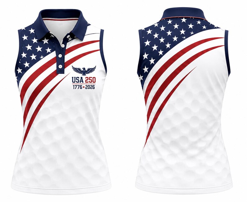 USA 250th Anniversary Patriotic Golf Polo Shirt, 1776-2026 Independence Anniversary Polo, Men Women Golf Shirt, Short Long Sleeve Sleeveless