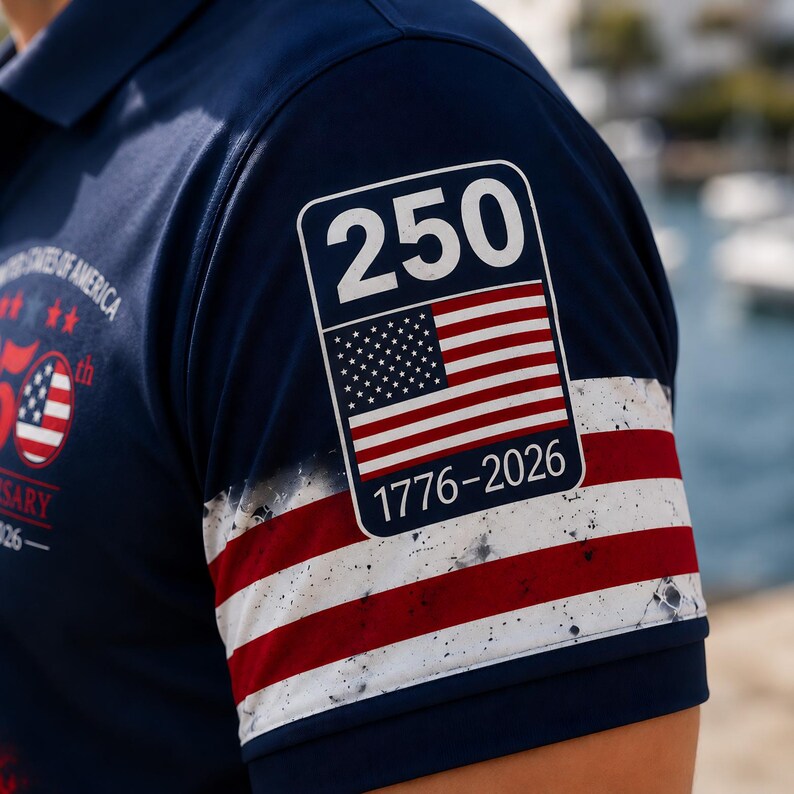 USA 250th Anniversary Polo Shirt 1776–2026, Patriotic American Flag Golf Shirt for Men Women, Gift for Dad, Husband For Independence Day