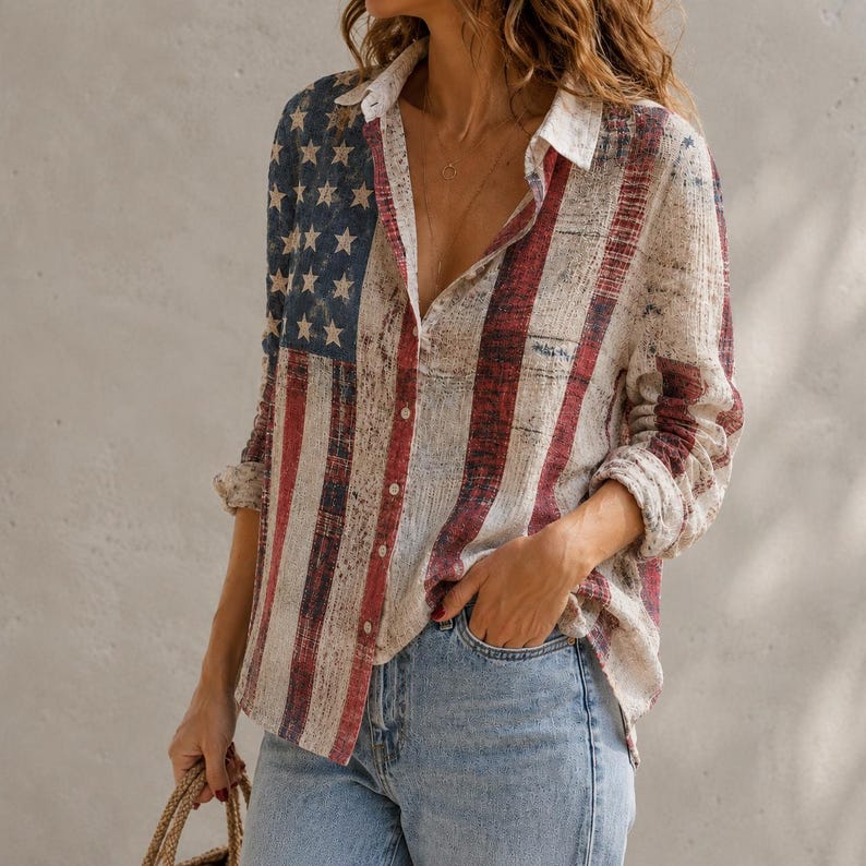 [Copy][Copy][Copy]Men's Drip Paint American Flag Artistic Button-Up Shirt | Patriotic Art Hawaii Short Sleeve