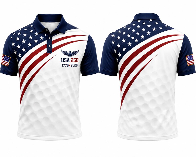 USA 250th Anniversary Patriotic Golf Polo Shirt, 1776-2026 Independence Anniversary Polo, Men Women Golf Shirt, Short Long Sleeve Sleeveless
