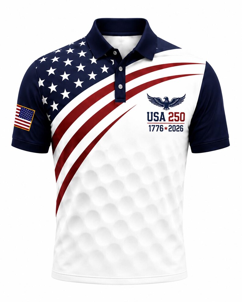 USA 250th Anniversary Patriotic Golf Polo Shirt, 1776-2026 Independence Anniversary Polo, Men Women Golf Shirt, Short Long Sleeve Sleeveless
