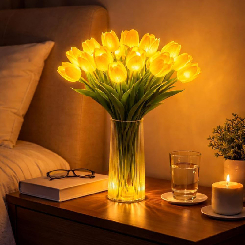 LED Tulip Flower Lamp - Rechargeable Floral Night Light