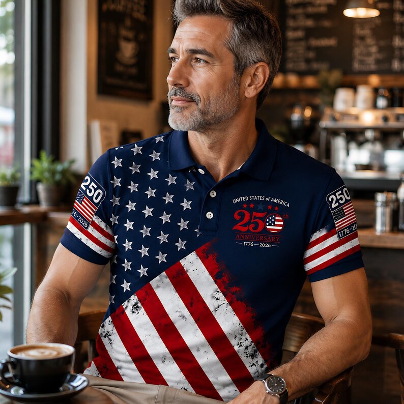 USA 250th Anniversary Polo Shirt 1776–2026, Patriotic American Flag Golf Shirt for Men Women, Gift for Dad, Husband For Independence Day