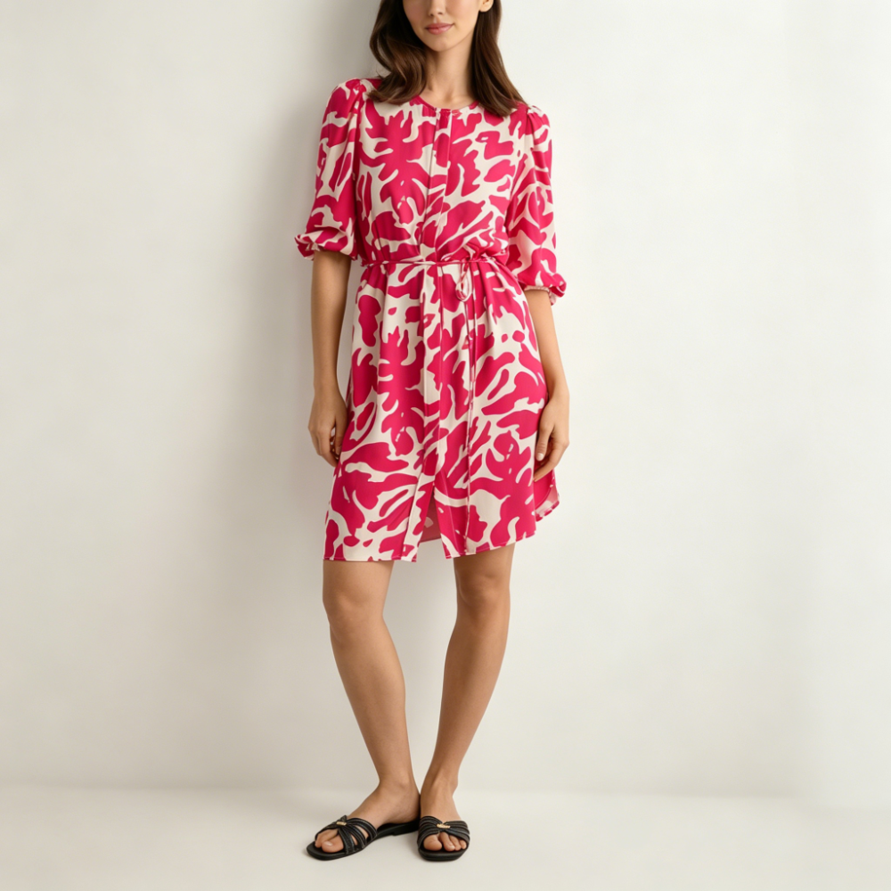 Pink floral viscose dress