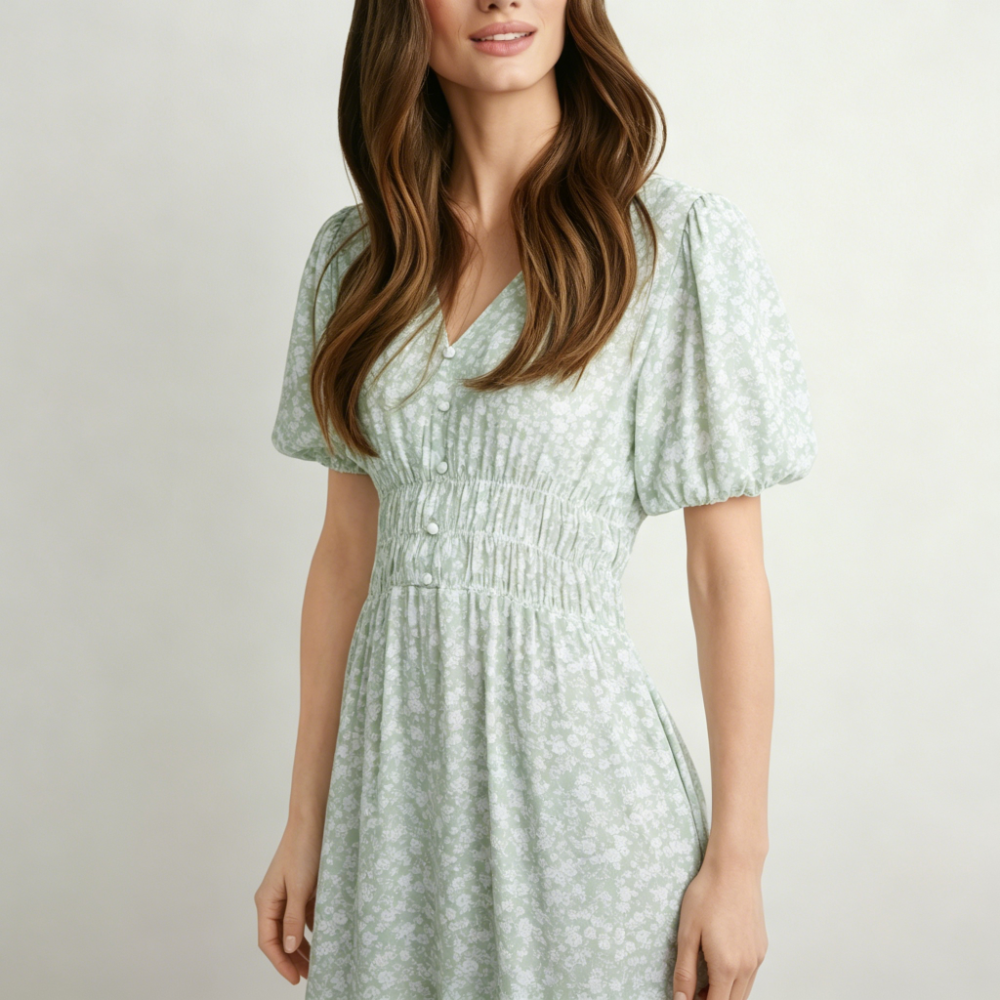 Long sage floral dress