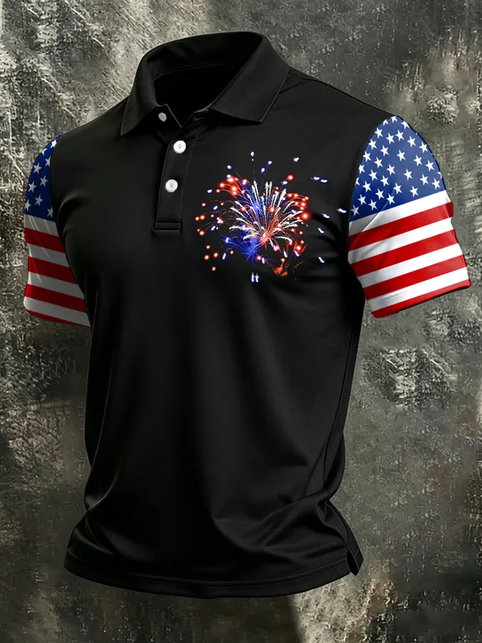 Men's America 250th Anniversary Print Casual Polo Shirt