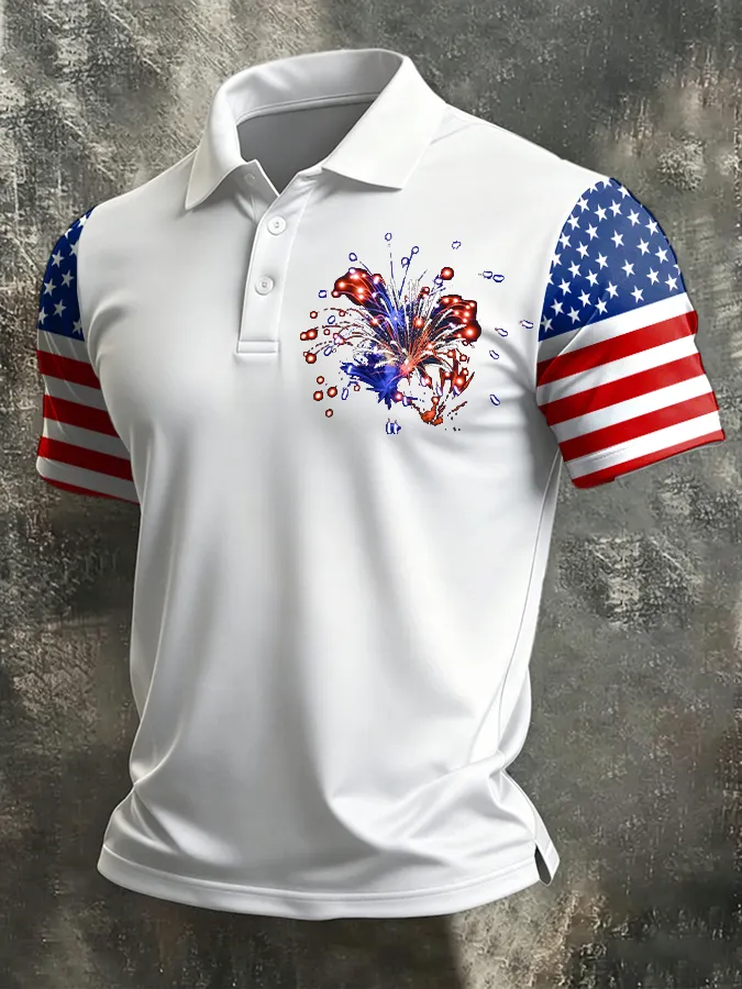 Men's America 250th Anniversary Print Casual Polo Shirt