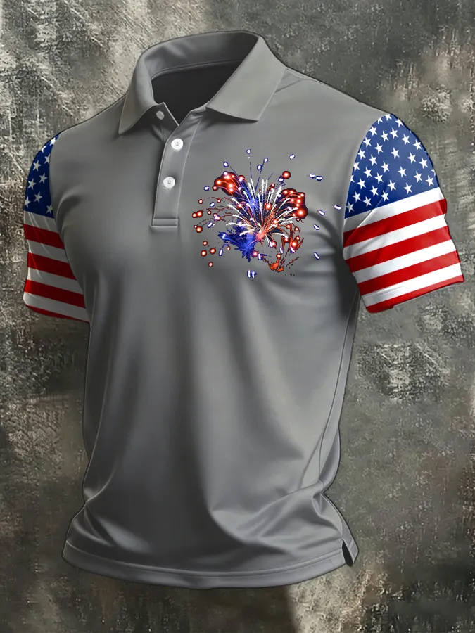 Men's America 250th Anniversary Print Casual Polo Shirt
